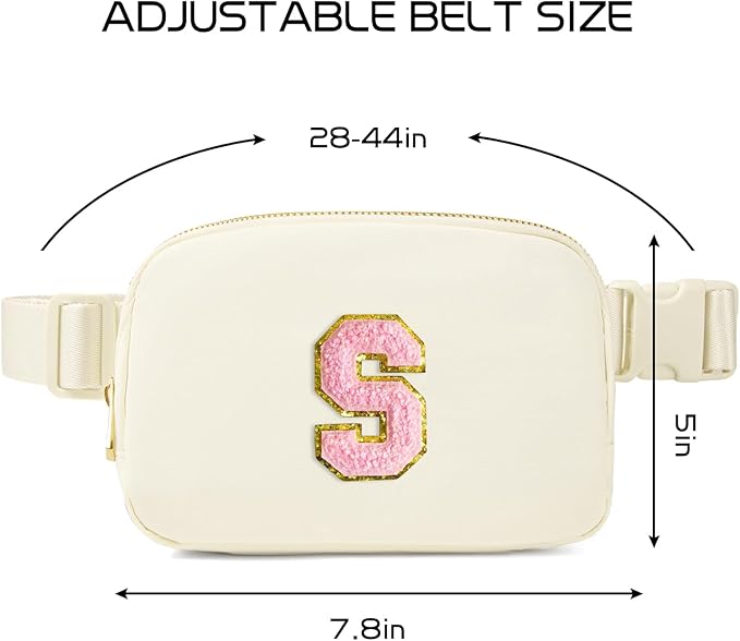 Gitus Personalized Gifts Birthday Gifts for Girls Fanny Pack Cross Body Bags with Initial Letter Preppy Stuff Gifts for Her Girlfriend Wife Sister Friends Mom (Ivory-S)
