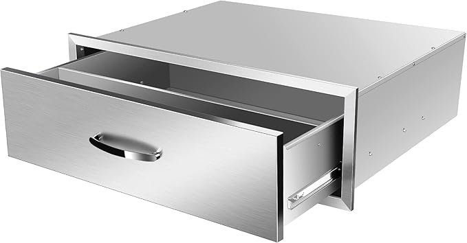 Outdoor Kitchen Drawers Stainless Steel 30W X 10H X 23D Inch, Flush Mount Single BBQ Island Drawers with Handle for Outdoor Kitchens, Patio or Grill Station