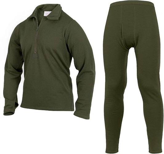 Rothco ECWCS Gen III Mid-Weight Underwear Top & Bottom Set (Level II) Tactical Grid Fleece Thermals