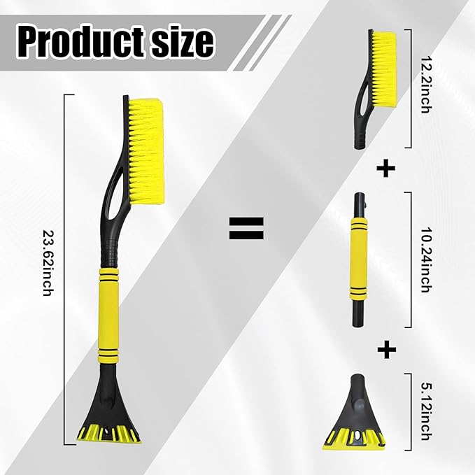Car Snow Brush and Ice Scraper, Multi-Functional Detachable Snow Brush with Foam Grip, Ice Snow Removal Cleaning Tool for Car Windshield Window, Universal Car Accessories (Yellow)