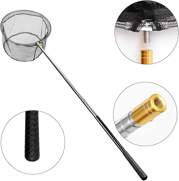 Pool Skimmer Net with Stainless Steel Telescopic Pole,58" Extendable Leaf Skimmer Pool Rake Pool Nets for Cleaning Above Ground Inground Swimming Pool, Pond,Spas,Hot Tub