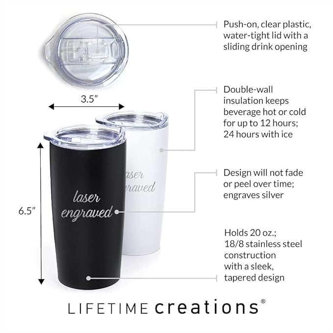 Lifetime Creations Engraved Personalized Groomsman Tumbler 20 oz - Custom Groomsmen, Best Man, Bachelor Party Stainless Steel Coffee Travel Mug Gift (Option C)