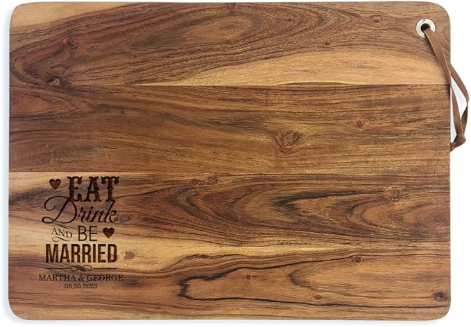 Personalized Acacia Wood Cutting Board, Custom Engraved with Be Married Design, Unique Wedding, Engagement, or Anniversary Present for Couples