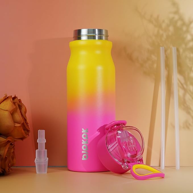 BJPKPK Stainless Steel Insulated Water Bottle with Straw Lid 25oz Reusable Metal Thermal Flask Bottles Keep Cold and Hot,Ocean Dream
