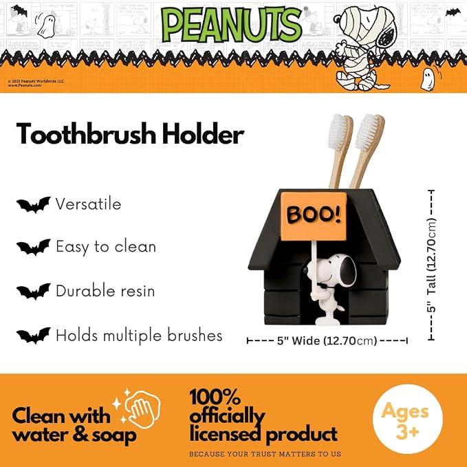 Peanuts Snoopy Halloween Toothbrush Holder - Makeup Brushes/Pens Tumbler, (Official Peanuts Product) by Franco