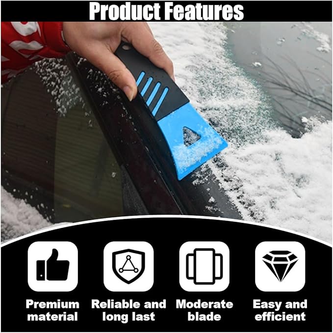 4PCS Snow and Ice Scraper for Car Windshield - Ice Snow Frost Removal Tool with Non-Slip Handle - Plastic Snow Scraper Auto Window Shovel Tool - Winter Windshield Defroster Tool No Scratch for Cars