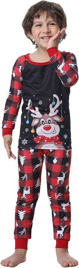 YIJIU Christmas Pajamas Cute Deer Print Long Sleeve Totem PJS Set