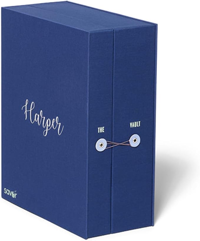 Savor | Baby Memory Box Keepsake Organizer | Customizable Sympathy Gift and Remembrance Box for Angel Baby, Pregnancy, & Treasured Mementos (Blue, Harper Style)