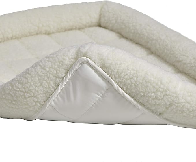 MidWest Homes for Pets QuietTime Dog Bed - White Fleece Bolster, Ultra-Soft and Machine Washable, Fits 30-Inch Crates and Carriers, for Medium Breed Dogs