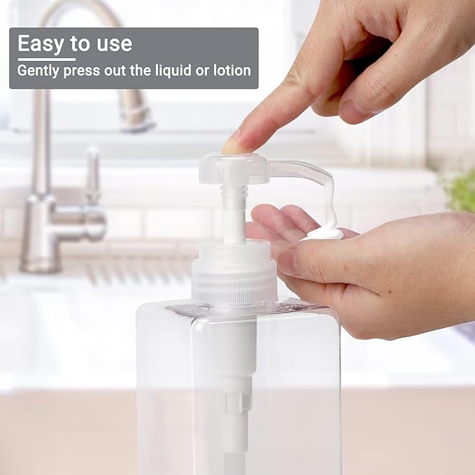 Suream 450ml/15oz Shampoo and Conditioner Dispenser, 3Pack Clear Empty Pump Bottles Reusable Refillable for Shower Gel, Conditioner, Lotion, Massa