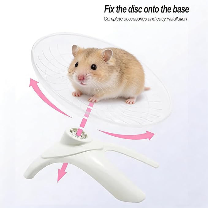Hamster Wheel, Hamster Flying Saucer Silent Running Exercise Wheel for Hamsters, Gerbils, Mice,Hedgehog and Other Small Pets Silent Running Wheel Hermit Crab Wheel(White)