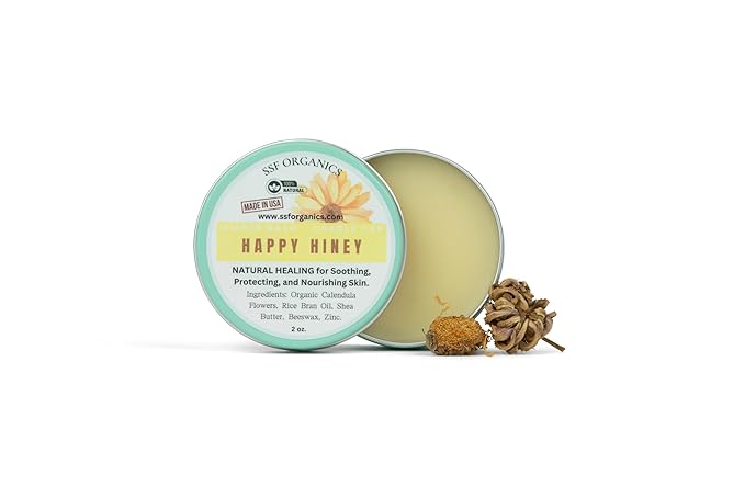 SSF Organics Baby Salve Happy Hiney | Diaper Rash | Calendula Baby Balm | 100% Organic Gentle Solutions | Hand Crafted in Small Batches | Made with Calendula, Lavender and Shea. 2, Ounce Pack of 1