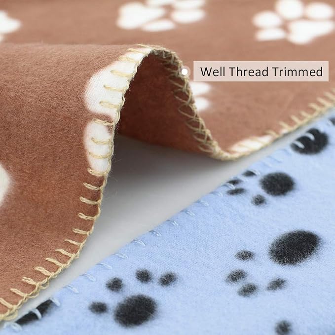 Comsmart Pet Blanket Dog Cat Soft Fleece Blankets Sleep Mat Pad Bed Cover with Paw Print for Kitten Puppy and Other Small Animals, 6 Pack of 39x31 Inches