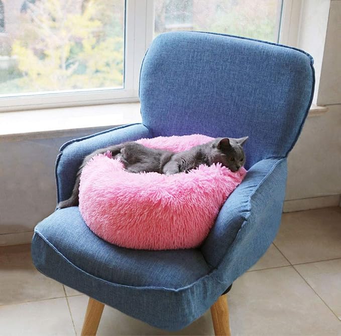 Cat Bed for Indoor Cats,Mini Plush Self Warming Kitten Bed, 20 Inch | Soft Round Fluffy Dog Bed and Cat Nest for Kittens and Small Dogs, Cozy Medium Bed for Indoor and Warm Autumn or Winter Sleep