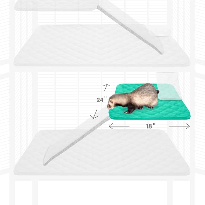 Paw Inspired Fitted Fleece Shelf Liner for Critter Nation Cage, Green | Cover for Ferret Nation/Critter Nation Cage Shelves, For Ferrets, Rats, Chinchillas, Hedgehogs, Small Animals, Pets