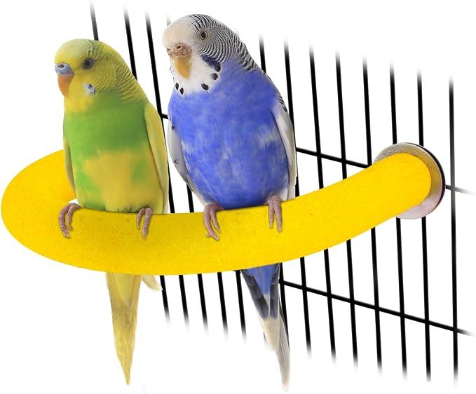 Rypet U-Shaped Parrot Perch, Quartz Bird Perch for Cage(Yellow S) | Safe Chew & Rest Perch, Durable Non-Toxic Cage Accessory, for Parakeets, Cockatiels, Lovebirds, Budgies & Small Conures