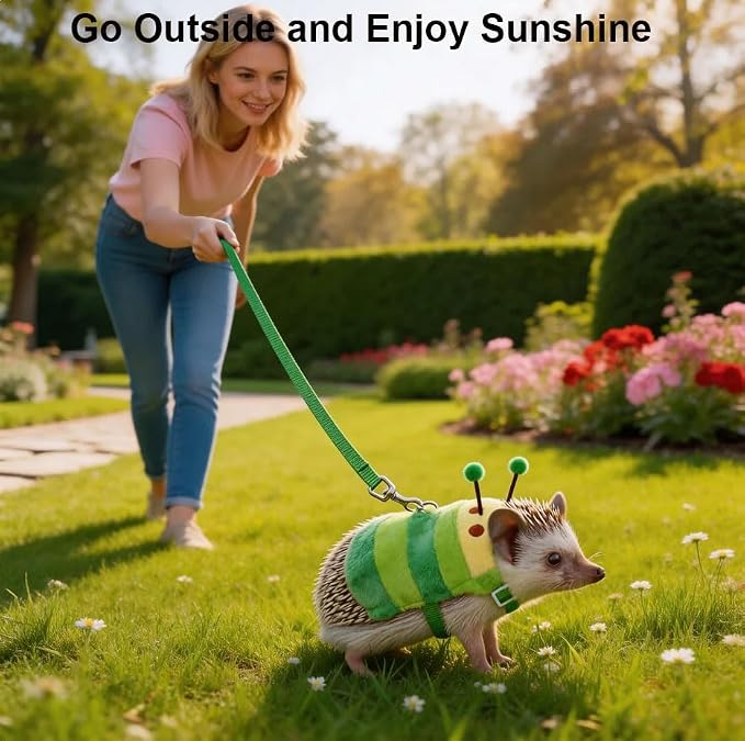 Hedgehog Leash and Harness with Carrying Bag Travel Clothes Accessories Harness Leash for Hamster Clothes for Ferret Guinea Pig Small Animal Accessories Guinea Pig Outfits