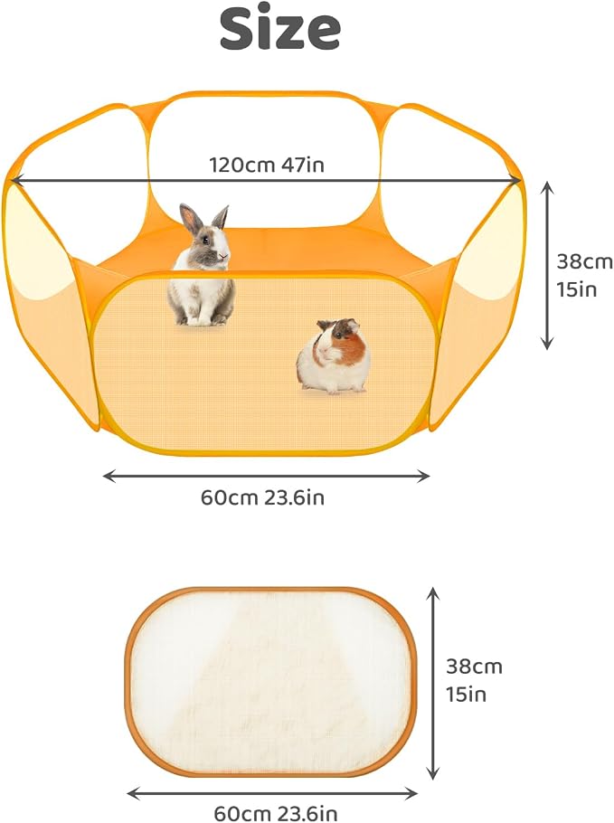 Amakunft Small Animal Playpen, Pop-Up Portable Play Yard for Guinea Pigs, Rabbits, Hamsters, Hedgehogs, Foldable Exercise Fence with Breathable Mesh for Indoor Outdoor Use