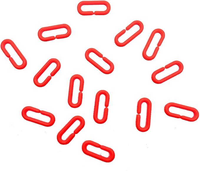 200Pcs Red C-Clips Plastic Chain Links for Birds & Small Pets | Non-Toxic Safe & Durable. Chew-Resistant For Indoor/Outdoor. C-Clip Snaps Together Easily. Plastic Chain Toy For Small Pets