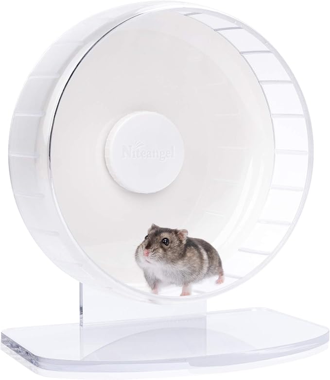 Niteangel Super-Silent Hamster Exercise Wheel: Quiet 8.2 inch Running Wheel | Can 9.1-11.8" Adjustable Height - No Bend Back Spinner Running for Dwarf Syrian Hamster Gerbils Mice Or Other Small Animal