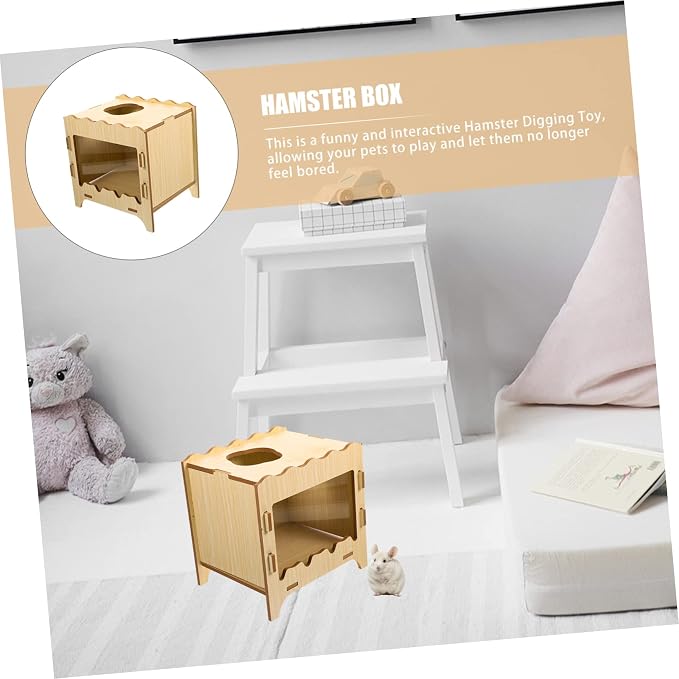 Mipcase Hamster Digging Toy Box Comfortable Small Pets Hideout Nest Indoor Outdoor Interactive Digging House for Hamsters and Gerbils