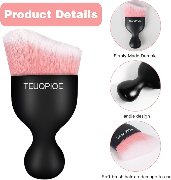 Car Interior Cleaning Brush, Car Duster Interior,Car Detailing Brush Dusting Brush,Car Interior Cleaning Tool, Auto Soft Hair Car Brush,Auto Interior Dust Brush for Air Vents(Pink White)
