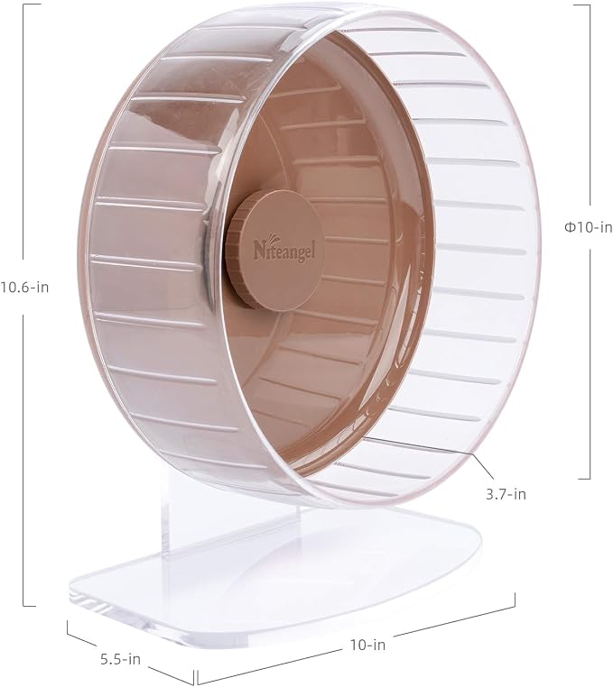 Niteangel Super-Silent Hamster Exercise Wheels: Quiet 10 inch Running Wheel | Can 10.6-13.4" Adjustable Height - No Bend Back Spinner Running for Dwarf Syrian Hamster Gerbils Mice Or Other Small Animal