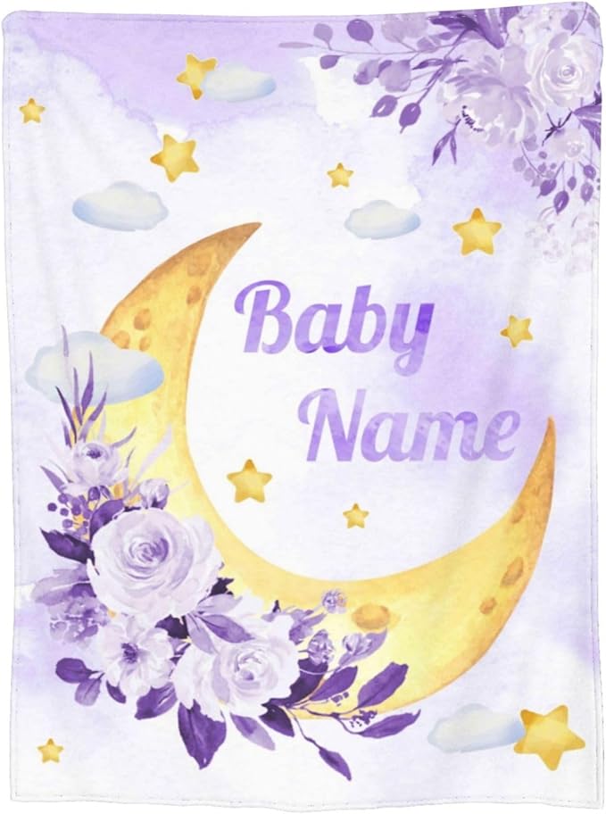 Personalized Baby Blankets for Girls Boys, Custom Baby Blanket with Name, Customized Baby Blanket Gifts for Kids Newborn for Birthday Christmas