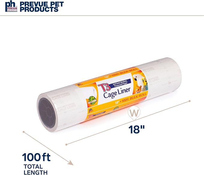 Prevue Pet Products T3 Cage Liner - Bird Cage Accessories, 100 ft Odor Absorbent Protection, Universal Liner for All Birds, Fits Small, Medium, and Large Enclosures, Simplifies Cleaning - Large Size