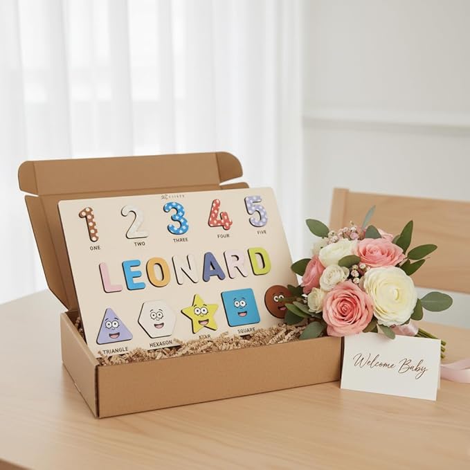 Puzzles for Toddlers Boy and Girl, Personalized Name Puzzle, 12 Month Toy, Gifts for 0 1 2 3 Years Old, Baby Gifts, Baby Shower, Christmas, NewBaby Gift, 0 3 6 9 12 18 24 36 Months