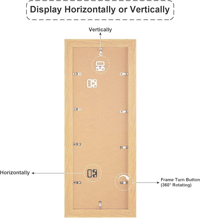 8x24 Picture Frame Display 5 opening 4X6 Picture Frame Collage,Multi Photo Frame with Mat,Plexiglass,Wall Decor,Natural Wood Grain