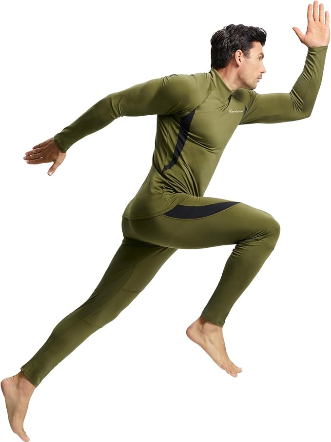 romision 2 Pack Thermal Underwear for Men Long Johns Fleece Lined Hunting Gear Bottom Top Set Base Layer Cold Weather XS-4XL