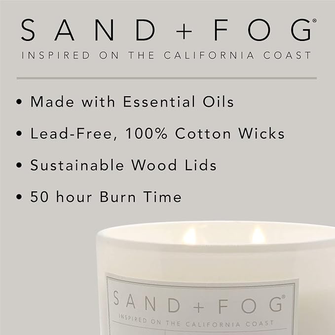 Sand + Fog Scented Candles - Apple Spice - Additional Scents and Sizes - 3 Wicks 100% Cotton Lead-Free - Luxury Air Freshening Jar Candles - Perfect Home Decor - 21 oz