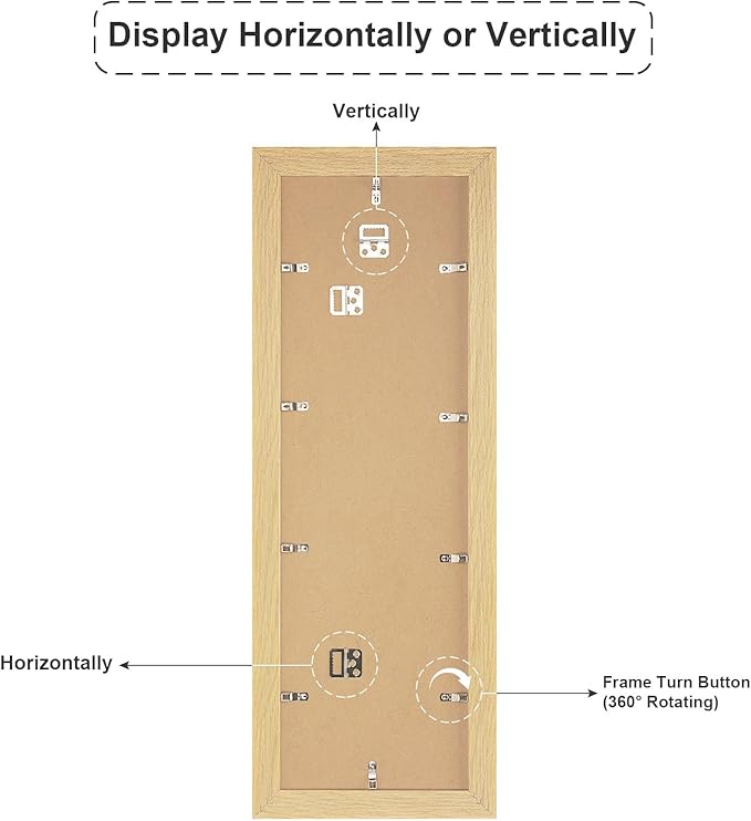 8x26 Picture Frame Display 6 opening 4X6 Picture Frame Collage,Multi Photo Frame with Mat,Plexiglass,Wall or Tabletop Decor,Natural Wood Grain