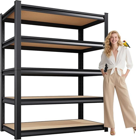 5-Tier Garage Shelving Heavy Duty, 2000LBS Garage Shelves, Adjustable Metal Shelving Unit, Garage Storage Shelves, Utility Storage Rack Shelf，Shelves for Garage Storage, Pantry, 72"H×35.4"W×15.7"D