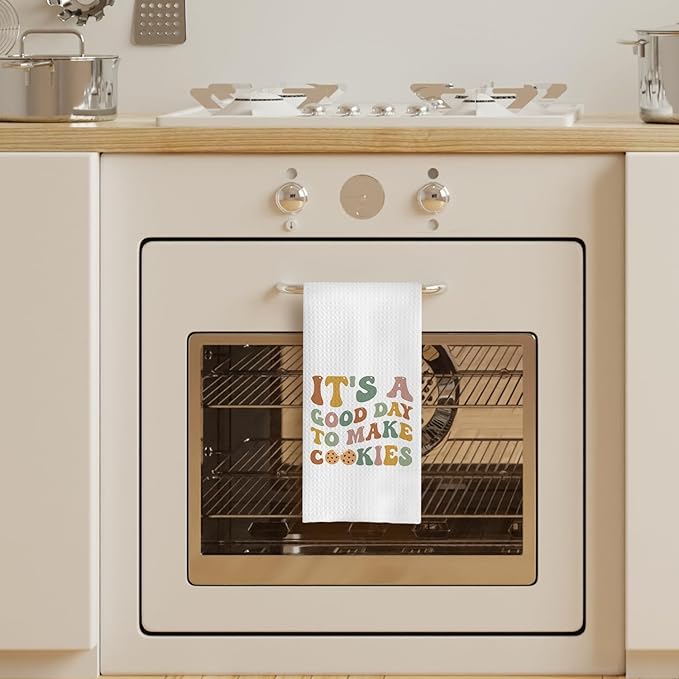 Baking Gifts Kitchen Towels, Gifts for Bakers Cookie Lovers Cooks Dish Tea Towel for Kitchen Baking, Groovy It's a Good Day to Make Cookies Hand Towels, 16x24