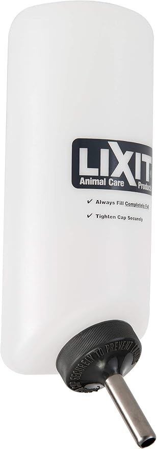 Lixit Wide Mouth BPA-Free Cage Water Bottles for Rabbits, Ferrets, Guinea Pigs, Rats, Chinchillas, Hamsters, Mice, Hedgehogs, Gerbils and Other Small Animals. (Translucent, 32 Ounce Pack of 2)