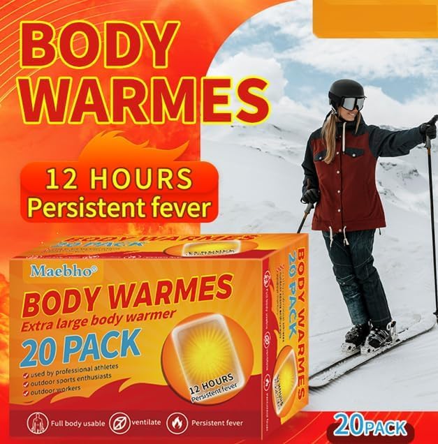 Body Warmes and Hand Warmers Extra Large Heat Packs,20 Count, 12 Hours Duration, for Athletes and Outdoor Activities