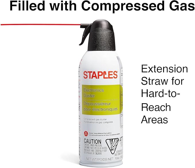 Staples Compressed Air Duster – 10 oz. Can for Electronics, Keyboards & Office Devices
