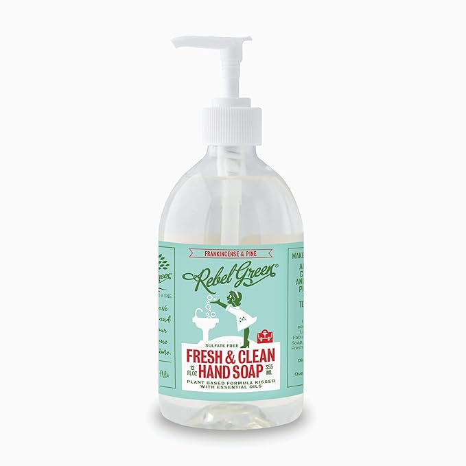 Rebel Green Fresh & Clean Hand Soap - Moisturizing Natural Liquid Hand Soap for Bathroom & Kitchen - Variety Pack, 12 fl oz Spray, Pack of 4