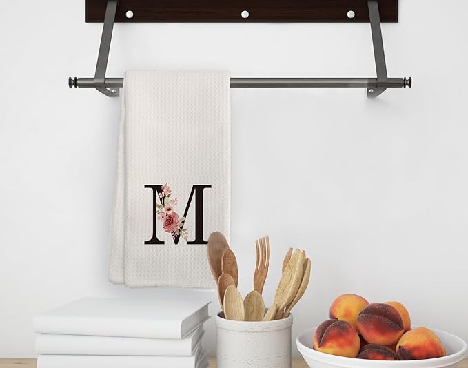 Kitchen Towel, Personalized Gifts Mode Monogram Letter M Kitchen Towel for Kitchen Dinning Bathroom, Christmas Birthday Gifts for Women, Kitchen Towels and Dishcloths Sets 16×24 Inches