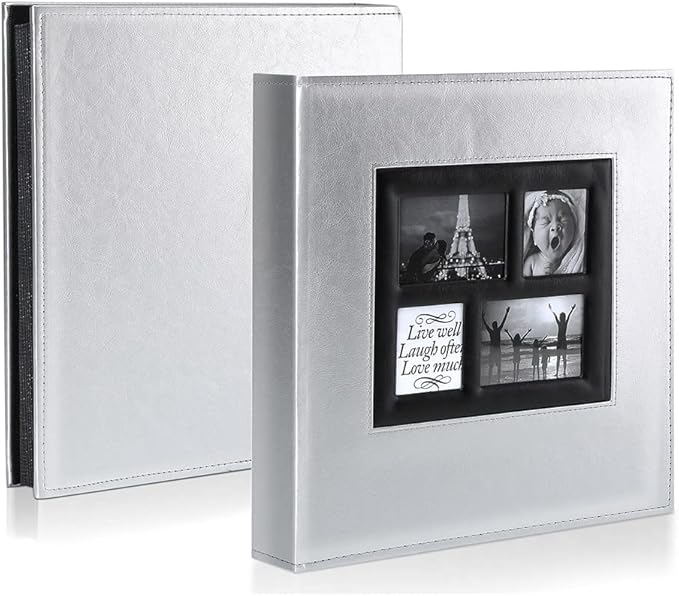 Ywlake Photo Album 4x6 1000 Pockets Photos, Extra Large Capacity Family Wedding Picture Albums Holds 1000 Horizontal and Vertical Photos Silver