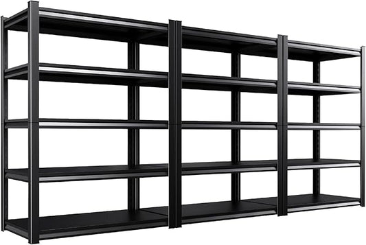 Set of 3 Garage Shelving-2050 lbs 5 Tier Storage Shelves,Adjustable Heavy Duty Metal Shelving Unit and Storage Large Rack,Utility Steel Shelf for Warehouse Industrial Pantry Basement 71"x46"x20"