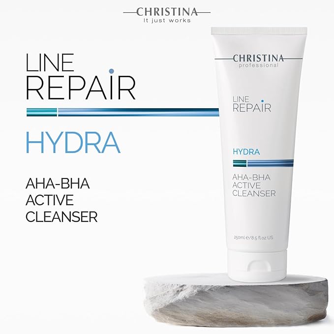 Christina Line Repair AHA BHA Facial Cleanser with Salicylic Acid | Revitalize, Improve Skin Texture, Reduce Wrinkles with Green Tea Face Wash | Infused with Glycolic Acid | For All Skin Types 250ml