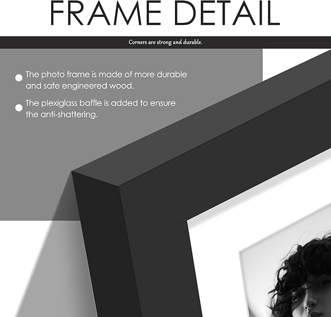 8.5x12 Collage Picture Frame, 5x7 Collage Picture Frame, Displays Double 5x7 inch Photos, Wall Decor Wall Hanging or Tabletop, Black Mat.