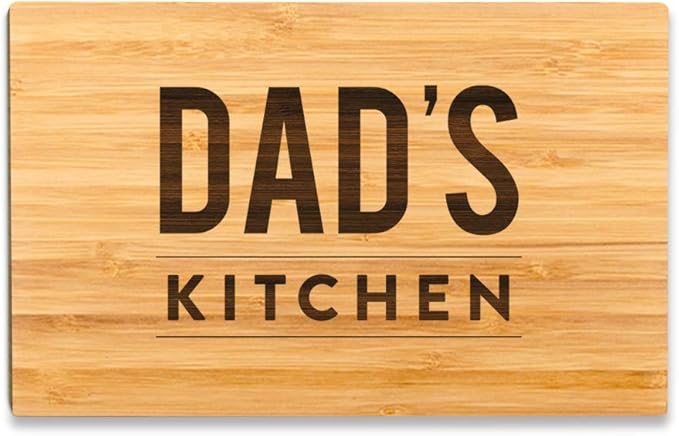 Andaz Press Laser Engraved Small Bamboo Wood Cutting Board, 9.5 x 6-inch, Dad's Kitchen, 1-Pack, Father's Day Grandpa Uncle Christmas Gift Ideas
