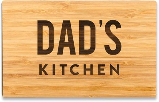 Andaz Press Laser Engraved Small Bamboo Wood Cutting Board, 9.5 x 6-inch, Dad's Kitchen, 1-Pack, Father's Day Grandpa Uncle Christmas Gift Ideas