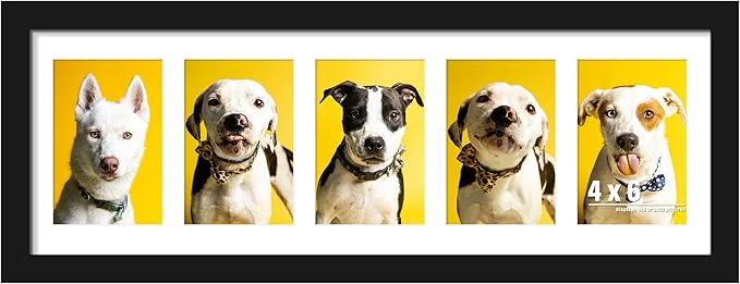 8x24 Collage Picture Frames Display Five 4x6 Picture Collage Wall Decor Wall Hanging or Tabletop Black