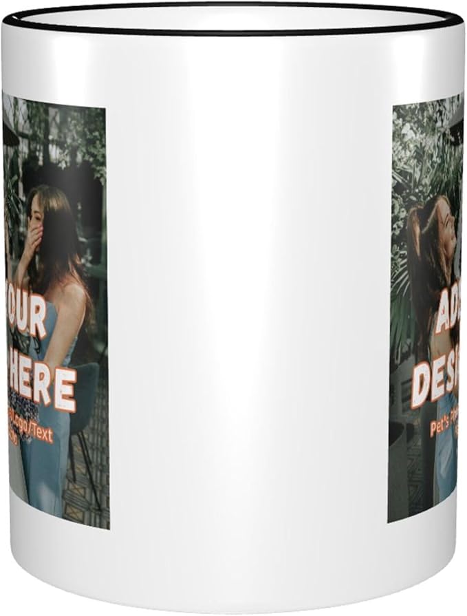 Custom Mugs and Coffee Cups Partial or Full Size Printed Creative Designs Customizable with Your Photos Images Text (Partial, Black)