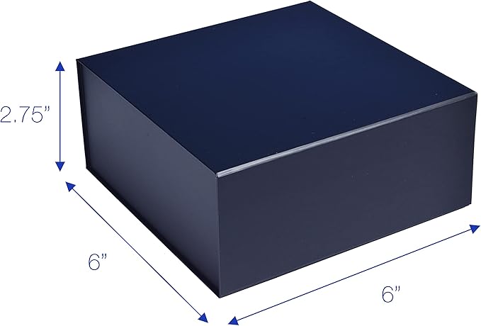 CECOBOX - Gift Boxes with Lids for Presents 6"x6"x2.75" - Matte, Collapsible Magnetic Closure Gift Box - Groomsmen & Bridesmaid Proposal Boxes, Wedding, PR, Birthdays, Holidays (Navy)